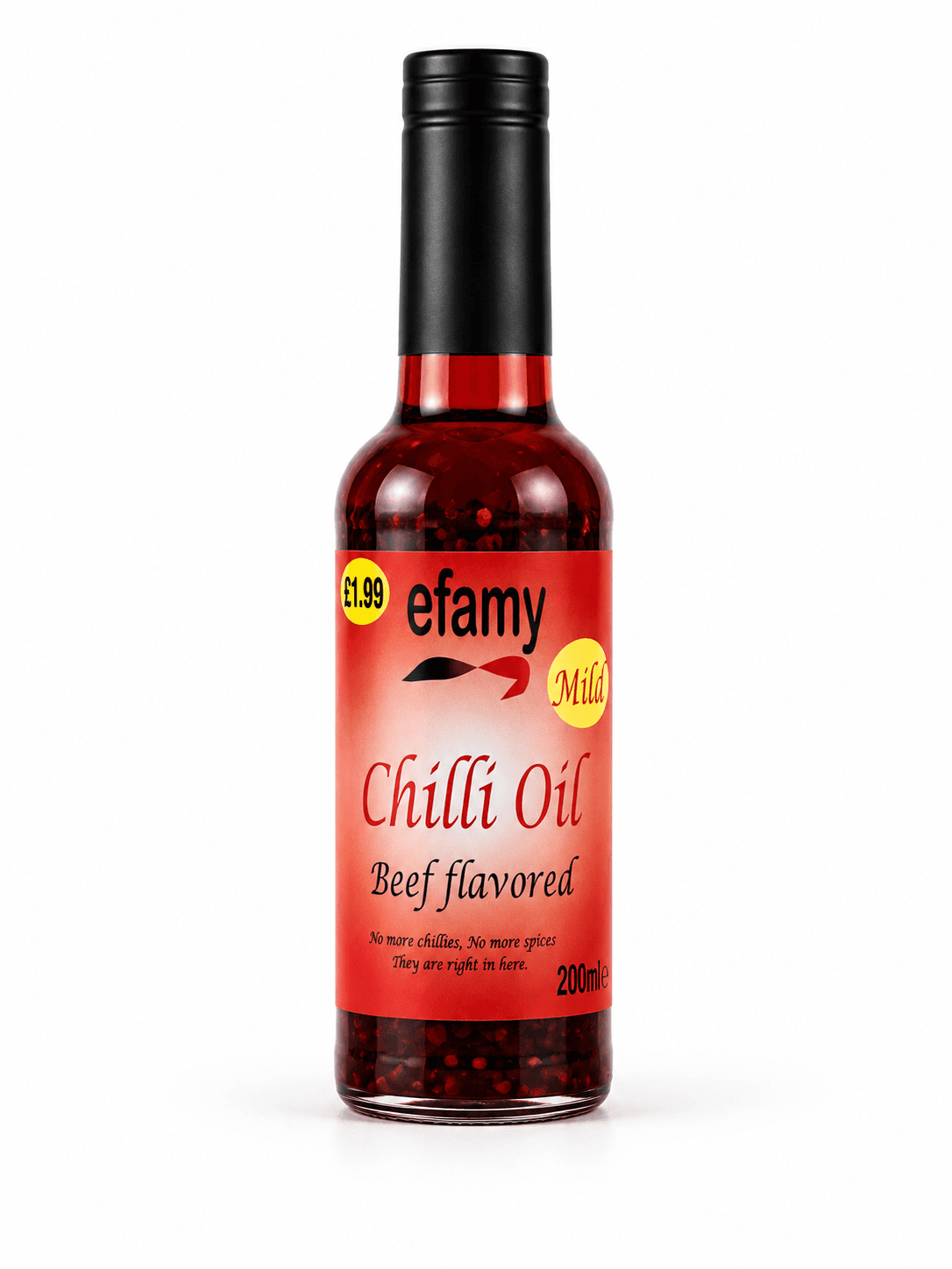 Bottle of Efamy beef flavoured chilli oil