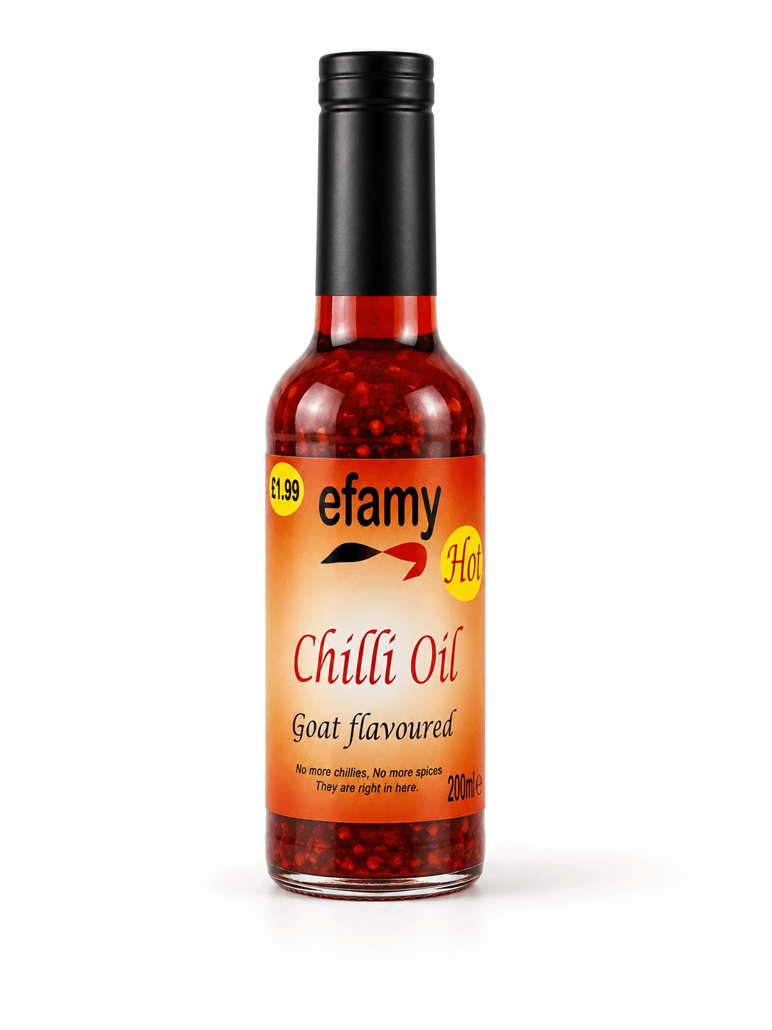 Bottle of Efamy goat flavoured chilli oil