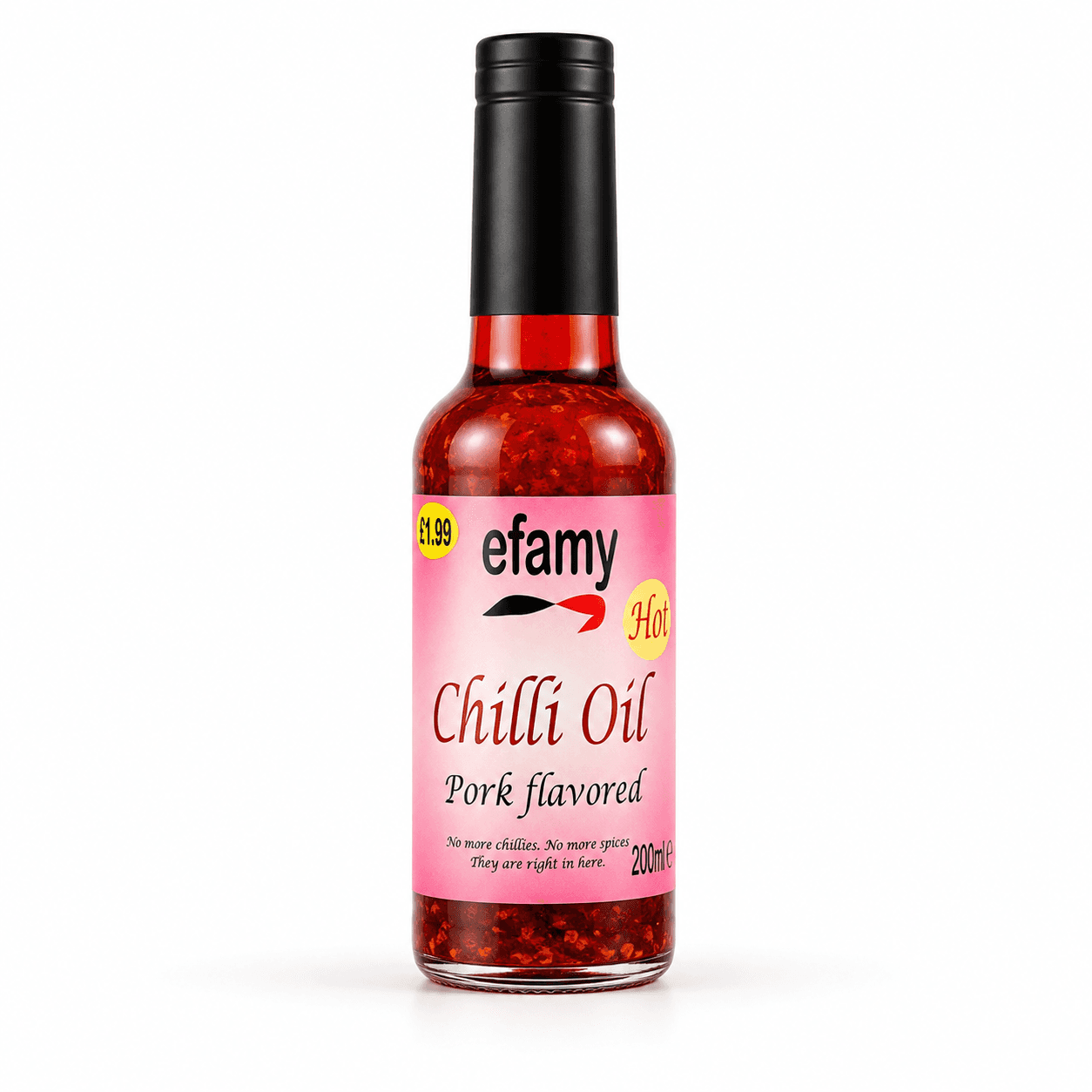 Bottle of Efamy pork flavoured chilli oil