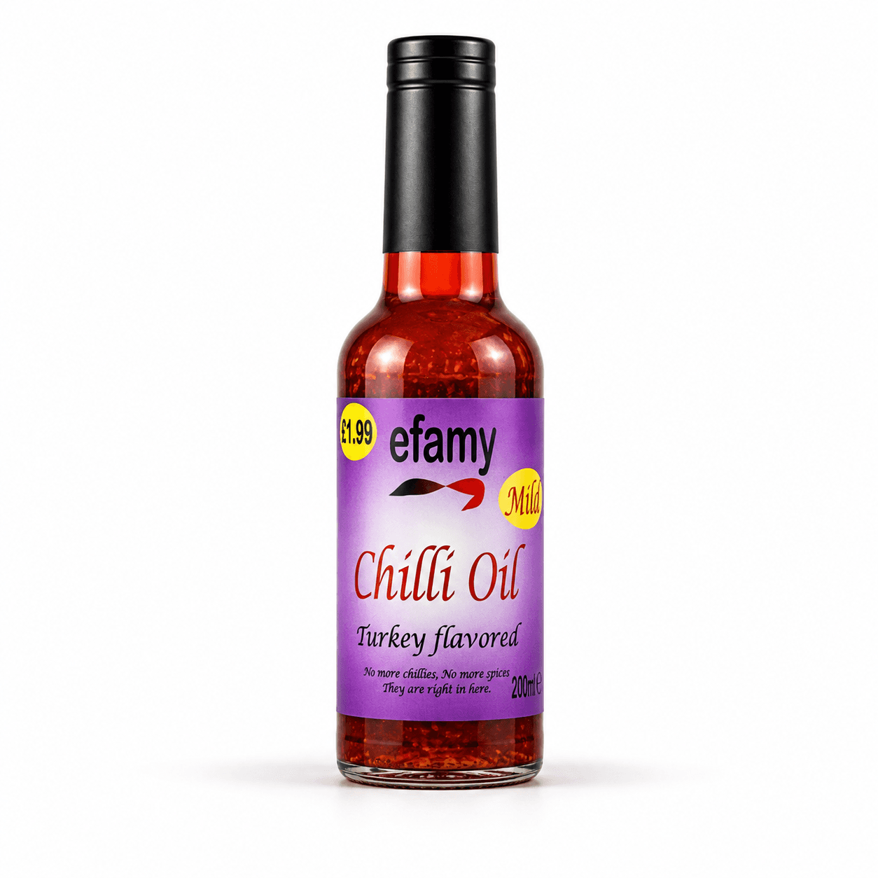 Bottle of Efamy turkey flavoured chilli oil